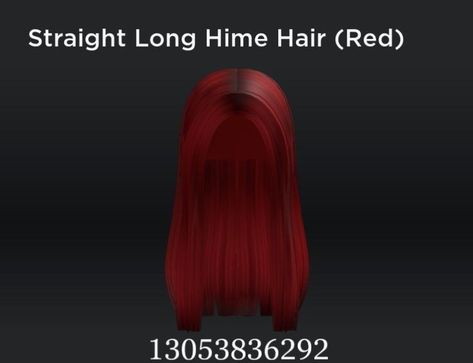 Try it😊 Bloxburg Outfit Codes Red Hair, Red Hair Codes Brookhaven, Red Hair Code Brookhaven, Red Hair Codes Berry Ave, Red Hair Bloxburg Codes, Roblox Codes For Hair Red, Roblox Hair Codes Red, Berry Avenue Codes Red Hair, Roblox Red Outfit Codes