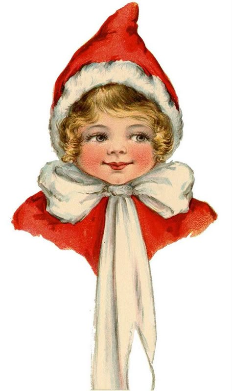 Images Noêl Vintages, Chenille Crafts, Hood Hat, Retro Girl, Christmas Ephemera, Snow Tree, Victorian Scrap, Vintage Christmas Images, Children Gifts