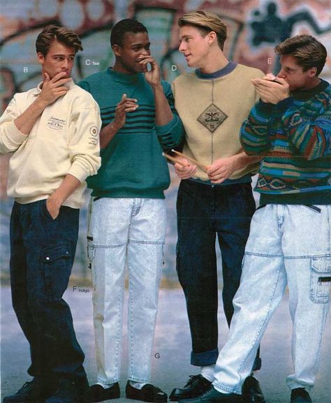 Men's Fashion from a 1990 catalog #1990s #fashion #vintage Men Fashion 80s, 90s Fashion Guys, 1990s Fashion Trends, Styl Grunge, 1990 Style, 80s Fashion Men, Fashion Guys, Look 80s, 1980s Fashion Trends