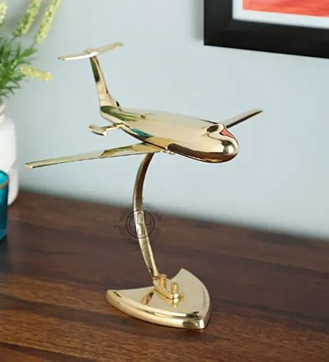 Amazon.in : plane decor Air Astana, Showpiece For Home Decor, Plane Decor, In Plane, Stand Table, Brass Antique, Jet Plane, Large Appliances, Office Table