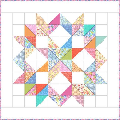 Solstice via Craftsy Half Square Triangle Quilts Pattern, Triangle Quilt Pattern, Big Block Quilts, Half Square Triangle Quilts, Quilt Square Patterns, Barn Quilt Patterns, Scrap Quilt Patterns, Star Quilt Blocks, Star Quilt Patterns