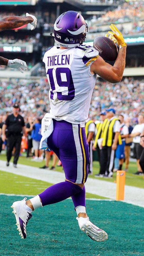 Vikings Wallpaper, Adam Thielen, Cool Football Pictures, Purple Football, Nfl Vikings, Nfl Football Pictures, Nfl Football Art, Schnauzer Puppies, Minnesota Vikings Football