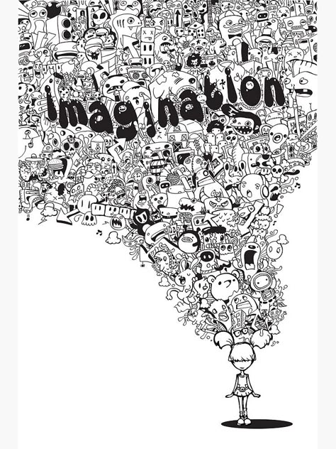 "Imagination Doodle" Photographic Print by rayrin | Redbubble Tshirt Doodle, Doodle Tshirt, Yashoda Krishna, Chalk Writing, Typography Drawing, Doddle Art, Drawing Competition, Easy Mandala Drawing, Doodle Frames