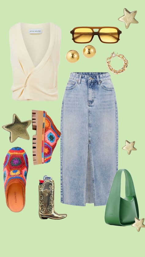 spring outfit inspo #casualoutfitinspo #springoutfitinspo #denimskirt #denim #springoutfittrends #casualstyle #goldjewelry #goldjewelryinspo #sweatertop Outfit Brunch, Denim Skirt Outfit, Spain Outfit, Divorce Court, Denim Skirt Outfits, Skirt Trends, Capsule Outfits, Denim Trends, Dope Fashion