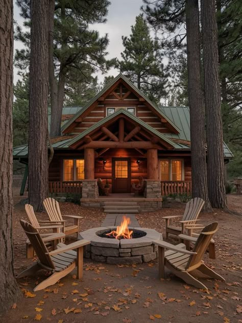 Small Cozy Log Cabin, Updated Log Cabin Exterior, Big Cabin Houses, Log Cabin Bloxburg, Log Cabin Addition Ideas, Cozy Cabin Exterior, Old Log Cabin Interior, Wood Cabin Exterior, Cozy Cabin House