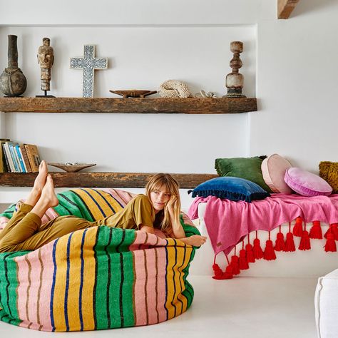 Kip & Co AW18! – Jumbled Modern Eclectic Decor, Eclectic Decor Colorful, Kip And Co, Floor Cushions Living Room, Boho Lounge, Deco Studio, Modern Eclectic, Patterned Bedding, Bedding Brands