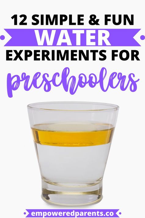 Get your child excited to learn about water with these fun science experiments! Try these fun water experiments for preschoolers to introduce them to the properties of water and how it changes, as well as some new vocabulary. Each of these is fun and easy enough to do at home or in a classroom | water experiments for preschoolers | water experiments for kids simple | Science Experiments With Water, Water Crafts Preschool, Water Activities Preschool, Experiments With Water, Experiments For Preschoolers, Oil And Water Experiment, Water Experiments For Kids, Science Experiments Kids Preschool, Water Science Experiments