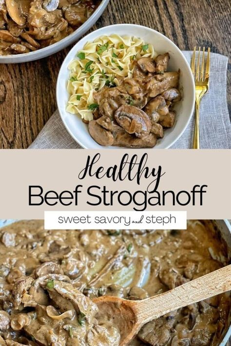 Ww Beef Stroganoff, Lower Calorie Meals, Healthy Stroganoff, Healthy Beef Stroganoff, Stroganoff Beef, Mushroom Cream Sauce, Meals Dinner, Healthy Beef Recipes, Healthy Beef