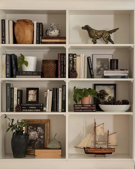 LuckyGreenery Artificial … curated on LTK Bookshelf Books Styling, Decorating Shelves In Office, Bookcase With Lamps, Styling Deep Bookshelves, Bookshelf Style Ideas, Sitting Room Shelves Ideas, Tv Bookshelf Decor, English Cottage Shelf Decor, Cozy Bookshelf Decor