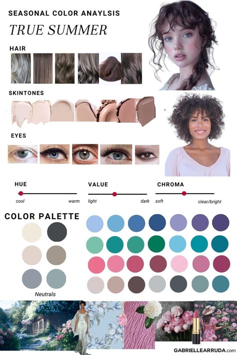 Soft Dramatic True Summer, Palette Summer Cool, True Summer Eyes, Soft Summer Color Palette Hair, Soft Winter Color Palette, Warm Summer Color Palette, Cool Summer Makeup, Undertones Hair, Cool Summer Color Palette