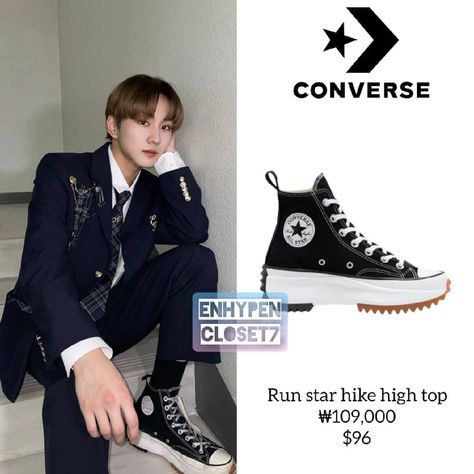 Enhypen Converse Shoes, Converse Run Star Hike Kpop, Enhypen Converse, Kpop Converse, Enhypen Fits, Converse Run Star Hike Outfit, Pop Shoes, Converse Run Star Hike, Trendy Shoes Sneakers