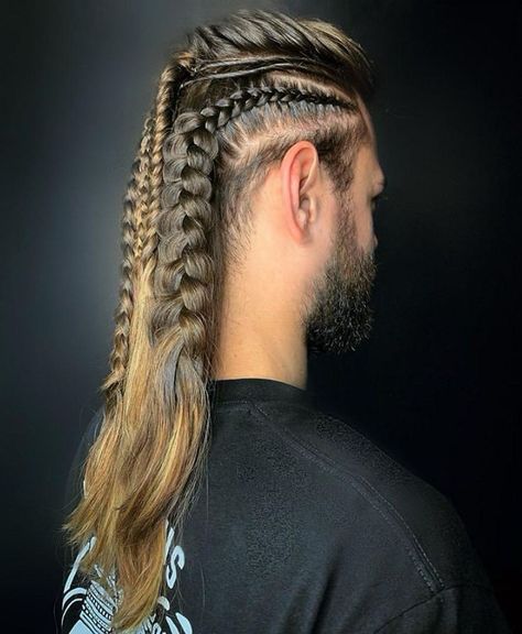 Warrior Braid, Viking Haircut, Long Haired Men, Long Braided Hairstyles, Male Hairstyles, Cornrow Hairstyles For Men, Viking Braids, Viking Hair, Men's Long Hairstyles