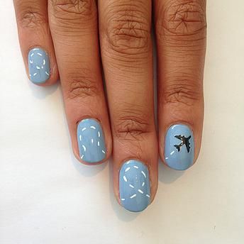 Aeroplane mani design Nails Airplane, Airplane Nails, Snake Skin Nails, Nagel Stamping, Uñas Ideas, Pedi Ideas, Maroon Nails, Subtle Nails, Plaid Nails