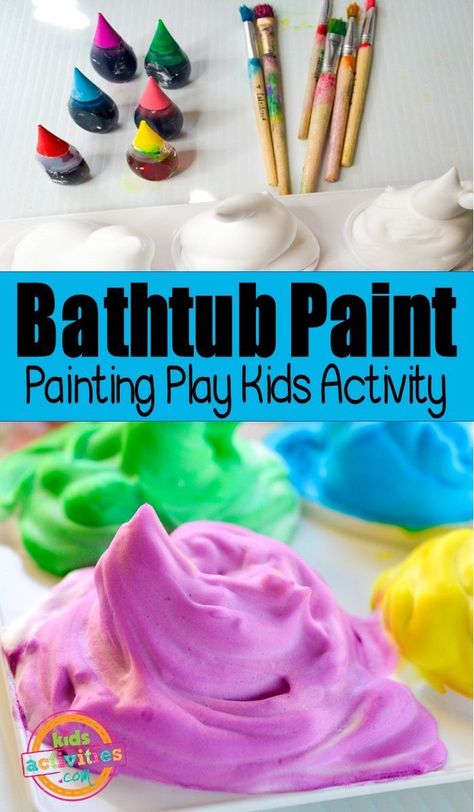 Bathtub Paint, Paint Activities, Art And Crafts For Kids, Tub Paint, Shaving Cream Painting, Painting Bathtub, Diy Bathtub, Craft Recipes, Summertime Crafts