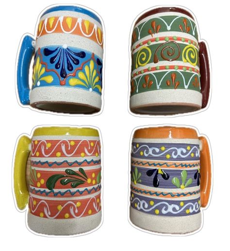 PRICES MAY VARY. made in mexico hand painted in Mexico Several assorted colors (we will ship what is available at the time of shipping) dimensions of each: width about 5.5" with handle. About 4" wide "whithout handle". About 5.5" tall 1 litter capacity hand-crafted Barro coffee mugs are made in Mexico. Hand made with hand made flower design. Come assorted colors so we will ship you whichever color in stock. Since these are all hand painted they will all be a little bit unique and therefore more Mexican Colors, Mexican Furniture, Mexican Coffee, Mexican Beer, Kitchen Table Makeover, Coffee Art Print, Party Dishes, Table Makeover, Cup Design