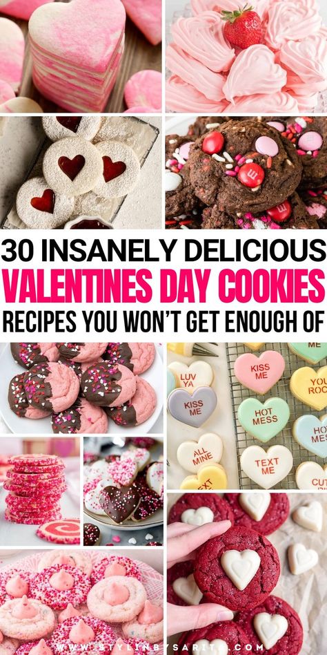 Valentines cookies recipes Cookies Recipes Valentines Day, Heart Baked Goods, Valentine Treat Recipes, Valentine's Day Cookie Recipes, Valentine’s Day Dessert Recipes, Valentines Day Cookie Ideas, Valentines Baked Goods To Sell, Valentines Day Bakery Ideas, Valentines Day Dinner Ideas Families