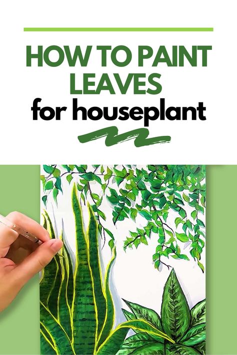 Learn easy steps to paint houseplant leaves. This is an easy acrylic painting tutorial for beginners. Boho Acrylic Painting Tutorials, Painting Greenery Acrylic, Plant Paintings Acrylic, Acrylic Painting Plants Easy, Painting Leaves Acrylic Easy, How To Paint Plants Acrylic, How To Paint Plants, Painting Plants, How To Paint Leaves