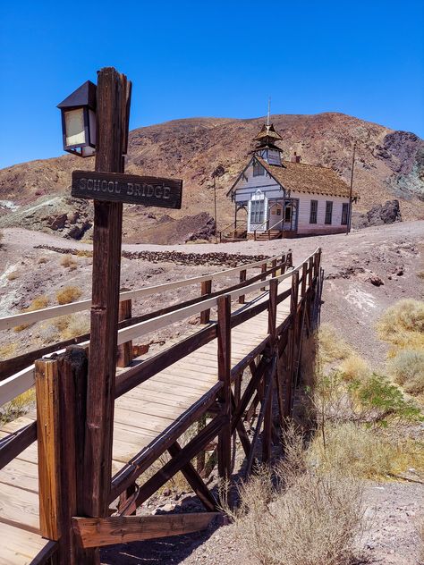 Old Briege and School House. Calico Ghost Town. Calico, CA. 2021 Calico Ghost Town California, Calico California, Calico Ghost Town, California Towns, Western Town, Old Bridge, School House, Ghost Town, Background Check