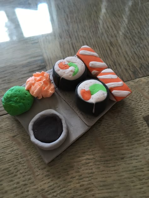 Air Dry Clay Sushi, Silk Clay Ideas, Sushi Clay, Clay Sushi, Ideas With Clay, Air Dry Clay Crafts, Dry Clay Crafts, Fun Art Ideas, Elementary Art Ideas