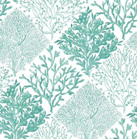 Sample Seaweed Peel-and-Stick Wallpaper in Seaglass Coastal Charm, Blue Vinyl, Coastal Blue, Smooth Walls, Burke Decor, Wallpaper Samples, Blue Wallpapers, Wallpaper Roll, Stick Wallpaper