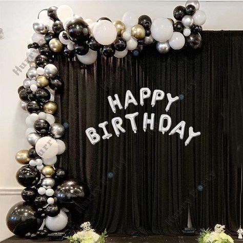 Black And White Party Decorations, New Year Home Decor, Letter Birthday, All Black Party, Black Party Decorations, Silver Party Decorations, White Party Decorations, Disco Party Decorations, Gold Birthday Cake