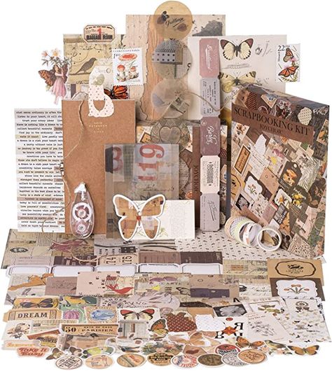 Amazon.com: JOYCHOIC Vintage Junk Journal Supplies Aesthetic Journaling Kit, Scrapbook Papers Quote Stickers TN Notebook Large Collection for Bullet Scrapbooking, Planner DIY Arts Craft Collage, Girls, Adults Acid Paper, Supplies Aesthetic, Aesthetic Journaling, Vintage Scrapbook Paper, Vintage Scrapbooking, Journaling Kit, Planner Diy, Journaling Supplies, Journaling Kits