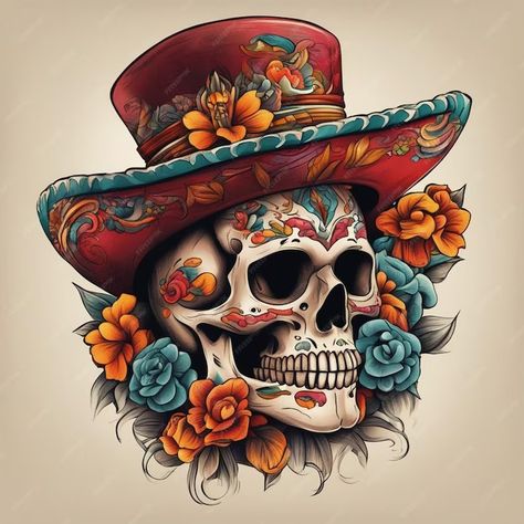 Sugar Skull Images, Mexican Skull Art, Mexican Skull Tattoos, Multi Cultural Art, Sugar Skull Decor, Sugar Skull Artwork, Mexican Sugar Skull, Cholo Art, Mexican Skull