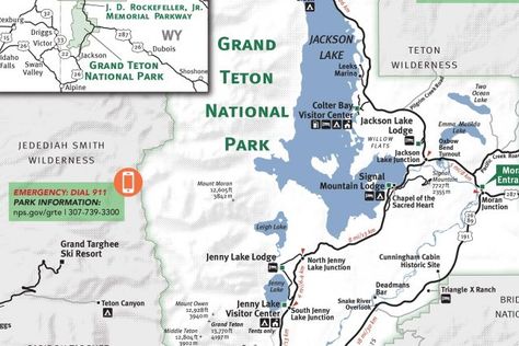 The Grand Teton & Yellowstone National Park Map gives you a printer and screen friendly map of the two national parks accessible from Jackson Hole, Wyoming. Wyoming Map, Travel The World For Free, Travel Packing Essentials, National Park Map, Road Trip Camping, Yellowstone Park, National Parks Map, Jackson Hole Wyoming, Mountain Lodge