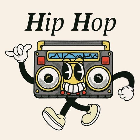 Boombox Character, Stereo Illustration, Boombox Illustration, Boombox Drawing, Speaker Drawing, Radio Drawing, Hip Hop Illustration, 90’s Hip Hop, Hip Hop Radio