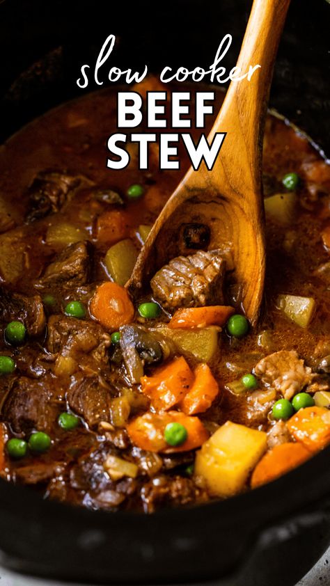 Slow Cooker Beef Stew is the ultimate comfort food! It’s perfect for those crisp fall evenings or chilly winter days when you crave something hearty and satisfying. #beef #slowcooker #crockpot #dinner #easydinners Crockpot Stew Beef Slow Cooker, Stew With Roast Meat, Beef And Potato Stew Crockpot, How To Make A Roux For Beef Stew, Beef Stew Packet Recipe, Beef Stew Sauce Recipe, Home Style Beef Stew, Slow Cooker Beef Tips And Potatoes, Beef Stew Brown Gravy