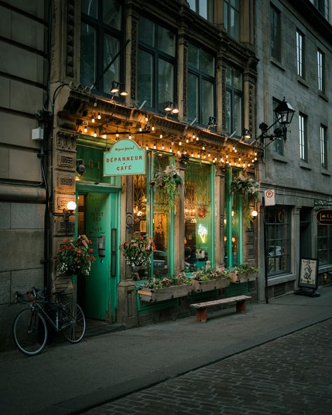 Charming cafe in Old Montreal, Ville-Marie, Québec, Canada Cafe Advertising, Mint And Brown, Door Canvas, Old Quebec, Old Montreal, Rail Transport, White Car, Posters Framed, America And Canada