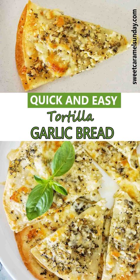 Tortilla Garlic Bread, Oven Baked Bread, Tortilla Bread, Make Garlic Bread, Homemade Garlic Bread, Low Carb Low Fat Recipes, Garlic Cheese Bread, Bread Oven, Cheesy Garlic Bread