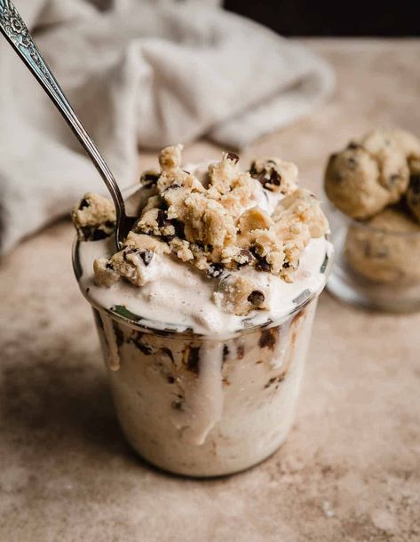 Make this Chocolate Chip Cookie Dough Blizzard with vanilla ice cream, hot fudge, and edible cookie dough. It’s the most popular item at Dairy Queen, and now you can make it right at home and enjoy it any time of year. Cookie Dough Blizzard, Chocolate Chip Cookie Dough Brownies, Double Chocolate Chip Cookie, Frozen Deserts, Cookie Milkshake, Chocolate Calories, Mini Chocolate Chip Cookies, Healthy Cookie Dough, Decadent Chocolate Desserts