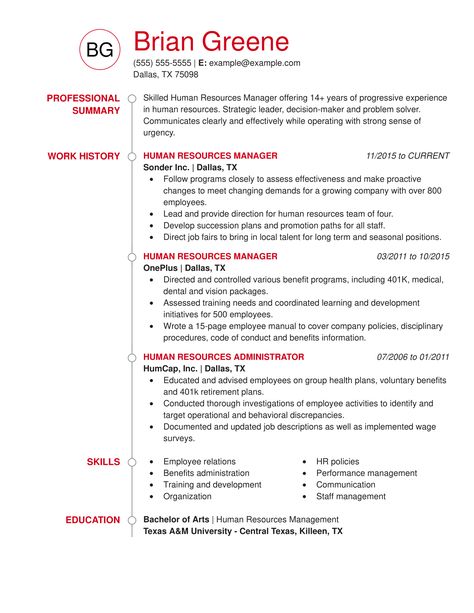 Manager Resume Examples, Human Resources Resume, Hr Resume, Career Change Resume, Resume Summary Examples, Hr Professional, Project Manager Resume, Chronological Resume, Sample Resume Templates