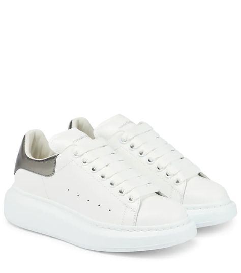 Leather Sneakers | Alexander McQueen - mytheresa.com Alexander Mcqueen Sunglasses, Red Suede Heels, Mc Queen, Alexander Mcqueen Shoes, Round Toe Sneakers, Metallic Heels, White Leather Sneakers, Trending Sneakers, Platform Sneaker