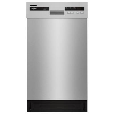 18 in. Monochromatic Stainless Steel Front Control Built-In Compact Dishwasher with Stainless Steel Tub, 50 dBA Dishwasher Sizes, Compact Dishwasher, Small Dishwasher, Cottage Plans, Whirlpool Dishwasher, Steel Tub, Built In Dishwasher, Steel Racks, Small Space Solutions