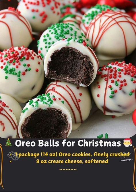 Christmas All Year Around❄️ ☃️ | 🎄 Oreo Balls for Christmas 🎅 | Facebook Christmas Oreo Balls Recipe, Christmas Oreo Balls, Oreo Balls Christmas, Christmas Candy Homemade, Easy Christmas Candy Recipes, Quick Cookies, Xmas Baking, Cake Ball, Christmas Fudge