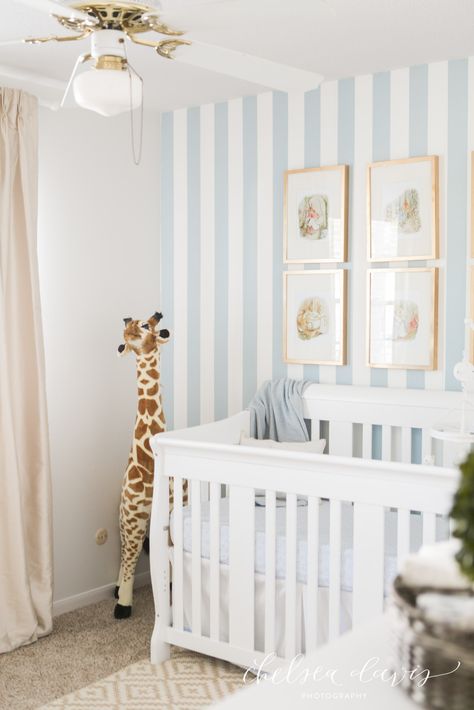 White And Blue Nursery, Light Blue Nursery Ideas, Blue Baby Room Ideas, Hamptons Nursery, Serena And Lily Nursery, Blue Wallpaper Nursery, Nursery Light Blue, Light Blue Boy Nursery, White And Light Blue Nursery