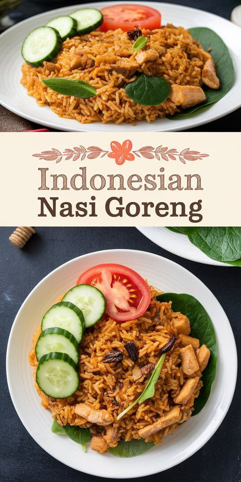 Craving a flavorful fried rice? Try Nasi Goreng! This Indonesian specialty combines stir-fried rice, vegetables, and savory seasonings, creating a satisfying, quick meal full of bold flavors. Turkey Fried Rice Recipe, Nasi Goreng Recipe, Stir Fry Rice, Indonesian Cuisine, Rice Dish, Asian Inspired Recipes, Quick Meal, Fried Rice Recipe, Indonesian Food