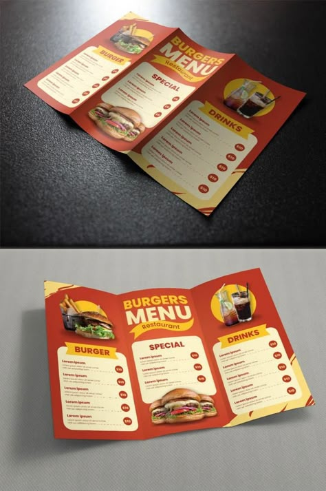 Trifold Leaflet, Menu Design Layout, Brochure Food, Ice Cream Menu, Cafe Menu Design, Food Post, Food Menu Template, Food Menu Design, Promotional Materials