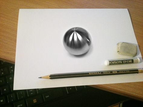 Drawings by Nikola Čuljić. Lustik:  twitter |... | Lustik Chrome Drawing, 3d Drawing Techniques, 3d Sphere, Scratchboard Art, Chrome Ball, Pitt Artist Pens, Sketching Tips, Blurred Background Photography, Artist Pens