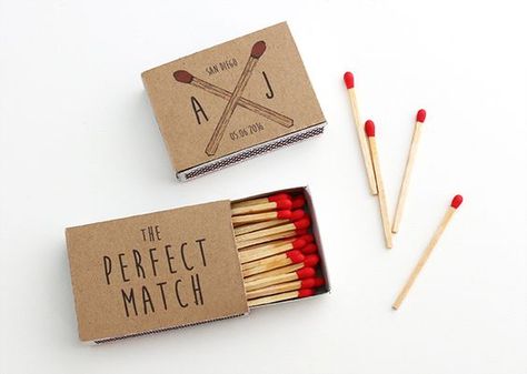 Such fun "perfect match" wedding favors from Alana Jones Mann. So simple and inexpensive for a DIY wedding. Firefighter Wedding Favors, Inexpensive Wedding Gifts, Wedding Matches Favors, Personalised Favours, Matchbox Wedding Favors, Simple Wedding Favors, Firefighter Decor, Pagan Wedding, Match Boxes