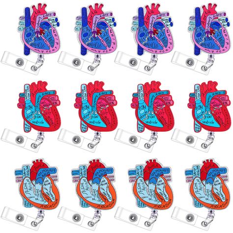 PRICES MAY VARY. Everyday Essential Bundle: the total package includes 12 pieces of retractable nursing badge reels (in 3 colors, pink, red and yellow), ensuring you have backup holders at your disposal or multiple options for every work day of the week; These badge holders with detailed presentation of the anatomy of the human heart, are an everyday essential for professionals and students alike, particularly in the medical or healthcare and educational fields Showcasing Quality and Durability: made of quality acrylic material, our retractable heart badge reel confidently carries your essential items securely; With size measuring about 2 inches long and about 1.5 inches wide, the bottom rope stretches to about 25 inches, Its durability stands up to daily use, promising long lasting use wi Phlebotomy Badge, Human Heart Anatomy, Student Doctor, Doctor Hospital, Nursing Badge, Phlebotomy, Work Accessories, School Supply Labels, Nurses Day