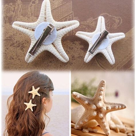 Star Hairpin, Mermaid Hair Accessories, Star Sea, Starfish Hair Clip, Sea Starfish, Jewelry Star, Sea Jewelry, Girls Beach, Elegant Beauty