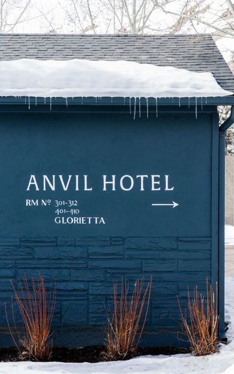 ANVIL - exterior signage - Read McKendree Anvil Hotel, White Mosaic Tile, Hotel Signage, Jackson Wyoming, Exterior Signage, Hotel Motel, Conde Nast Traveler, Jackson Hole, Old World Charm