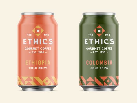 Ethics Gourmet Coffee Cold Brew by Stan Aleyn for The Faces on Dribbble Canned Coffee, Label Inspiration, Coffee Designs, Coffee Label, Honey Packaging, Minimal Packaging, Alcohol Bottles, Beer Brands, Gourmet Coffee