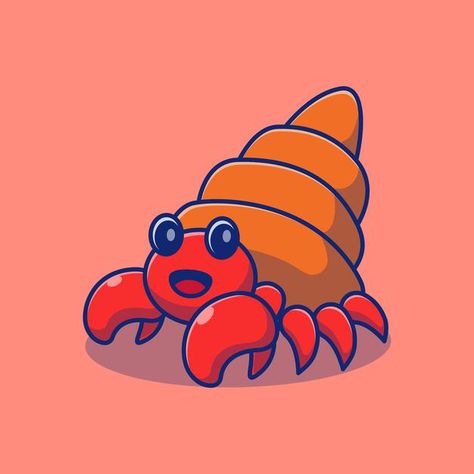 Hermit Crab Cartoon, Hermit Crab Illustration, Child Draw, Crab Cartoon, Crab Illustration, Monster Board, Otter Art, Crab Art, Hermit Crabs