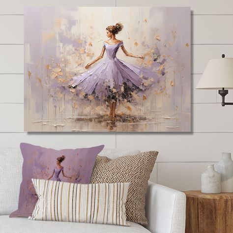 Dancer Art Painting, Ballerina Art Paintings, Purple Artwork, Ballerina Art, Dancers Art, Abstract Art Diy, Fashion Wall Art, Art Drawings Simple, Purple Gold