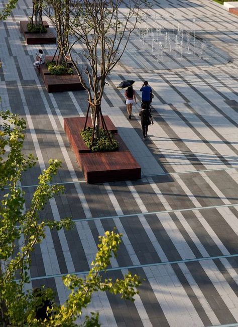 #architecture #landscape #paving #exterior #urbanpaving #landscapedesign #architecturedesign #worldbestarchitecture #architectureinspiration Urban Plaza, Landscape Paving, Street Scape, Landscape Urban Design, Streetscape Design, Pavement Design, Plaza Design, Paving Pattern, Commercial Landscape