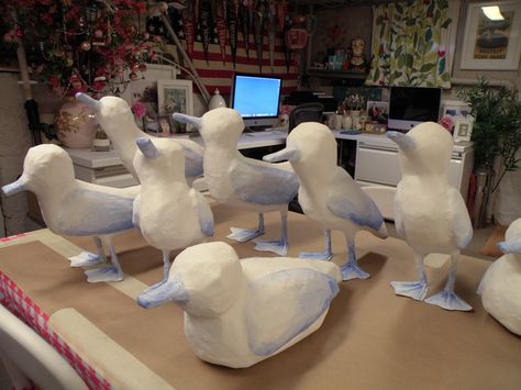 https://flic.kr/p/T7TtKA | Seagull Props | Paper Mache Seagulls with a blue wash.  These were made for a Ralph Lauren window display. Paper Mache Seagull, Making Paper Mache, Art Alevel, Rock Beach, Vbs 2024, Scrap Wood Projects, Concept Board, Make Paper, Scrap Wood